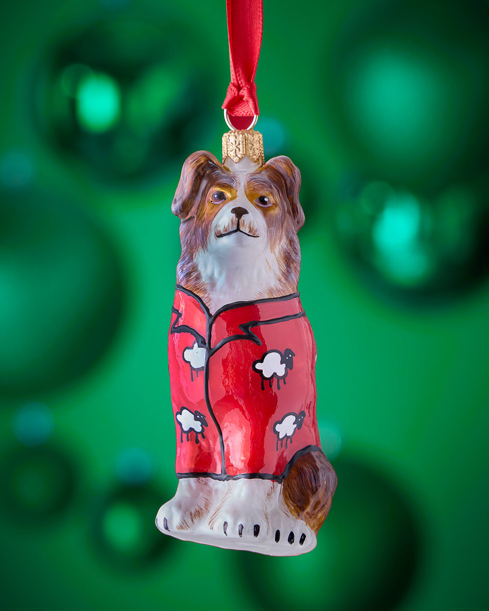 Australian Shepherd Counting Sheep Pajamas Christmas Ornament